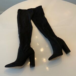 Express Black Over-The-Knee Heeled Boots | Size 6
